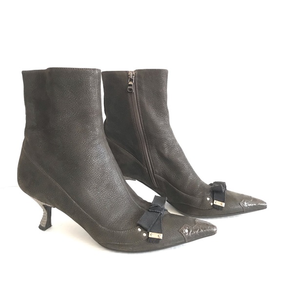 Prada Shoes - Prada ankle booties stud embellished heel bow 36